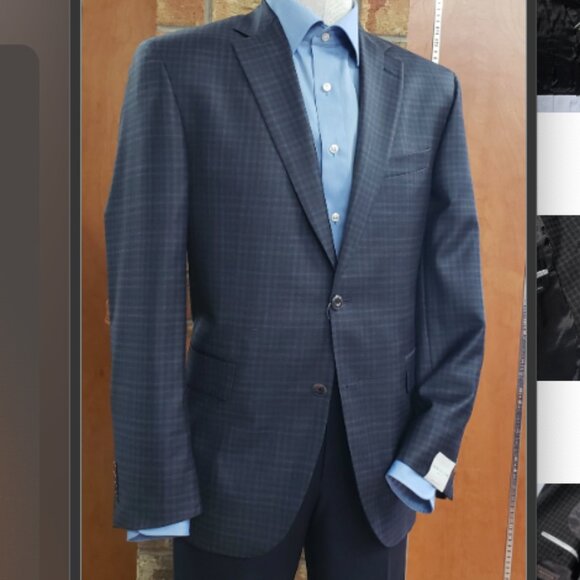 Jack Victor Exclusive Collection: Navy/Brown Plaid Conway Sport Jacket - Picture 11 of 11